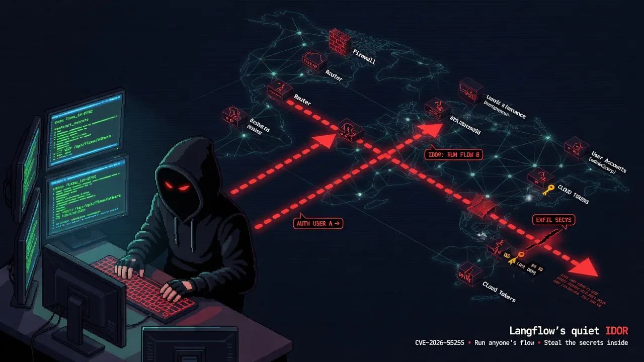Langflow's quiet IDOR: run anyone's flow, steal the secrets inside it (CVE-2026-55255)