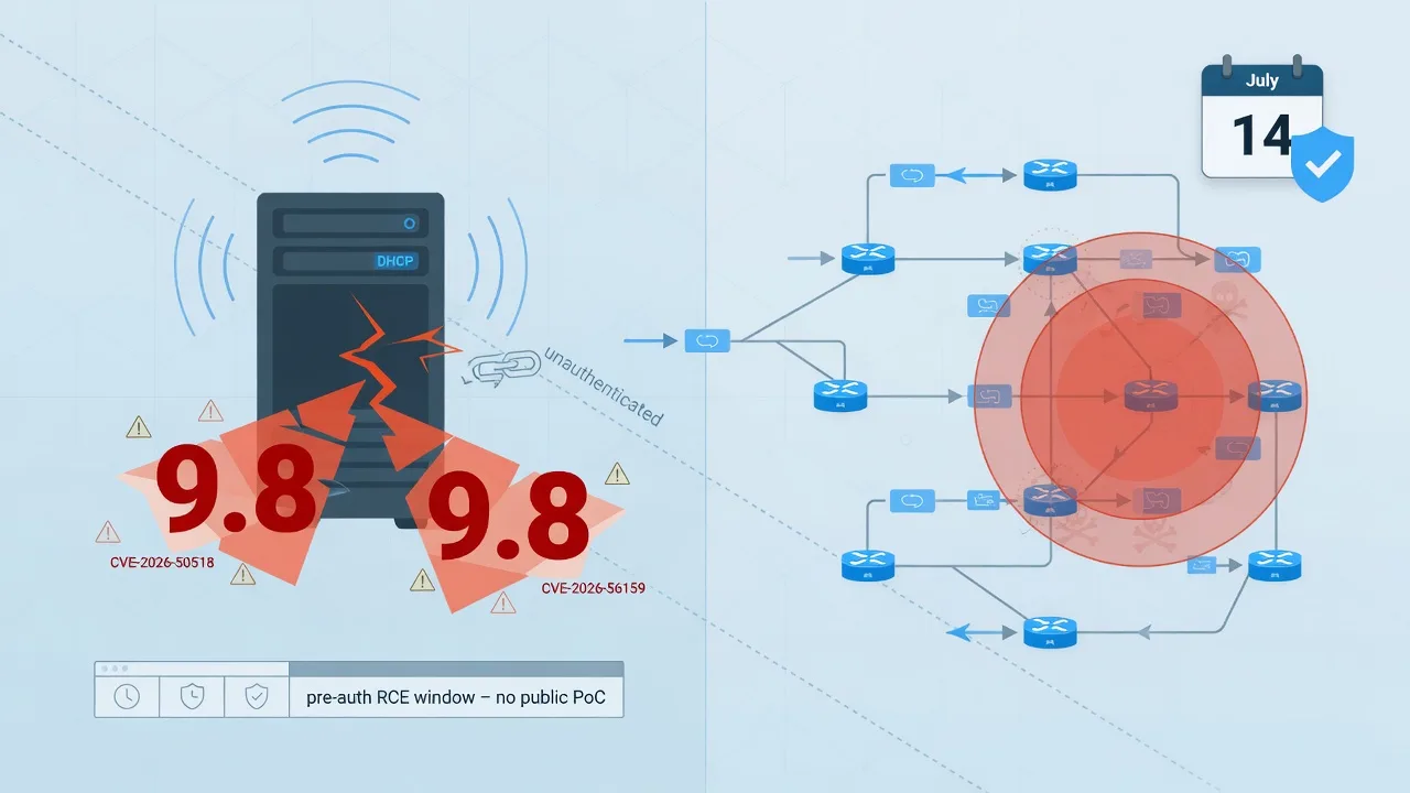 Two 9.8s in Windows DHCP Server: the unauthenticated heap-overflow RCEs hiding in July's Patch Tuesday