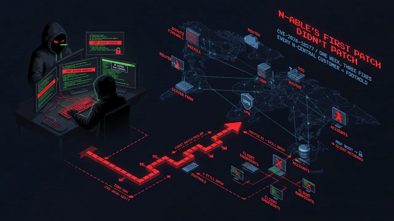 N-Able's First Patch Didn't Patch — CVE-2026-18577 Turns Every N-central Customer Into a Foothold