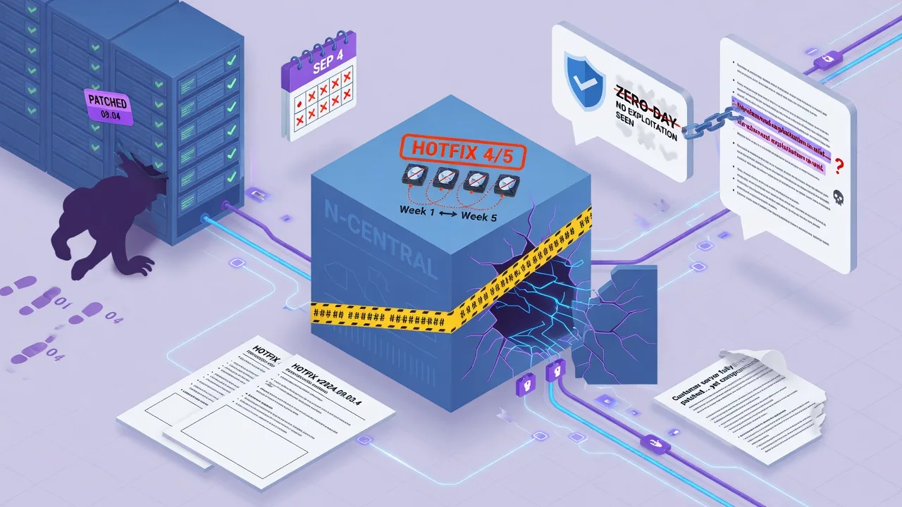 N-able Told Its Customers It Was a Zero-Day. Its Own Release Notes Said No One Had Seen It Exploited.. A fourth hotfix in five weeks, a compromise nobody can attribute to a specific bug, and a vendor