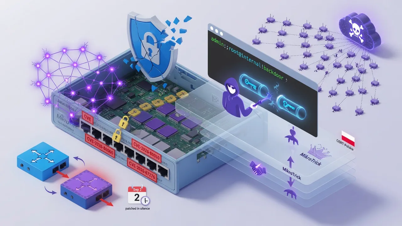 MikroTik's Newest Router Bugs Were Found by an AI Model. Its Last Two KEV Listings Fueled the Mēris Botnet.. CVE-2026-86060 and CVE-2026-67276 chain into what CERT Polska calls MikroTrick: an unauthe