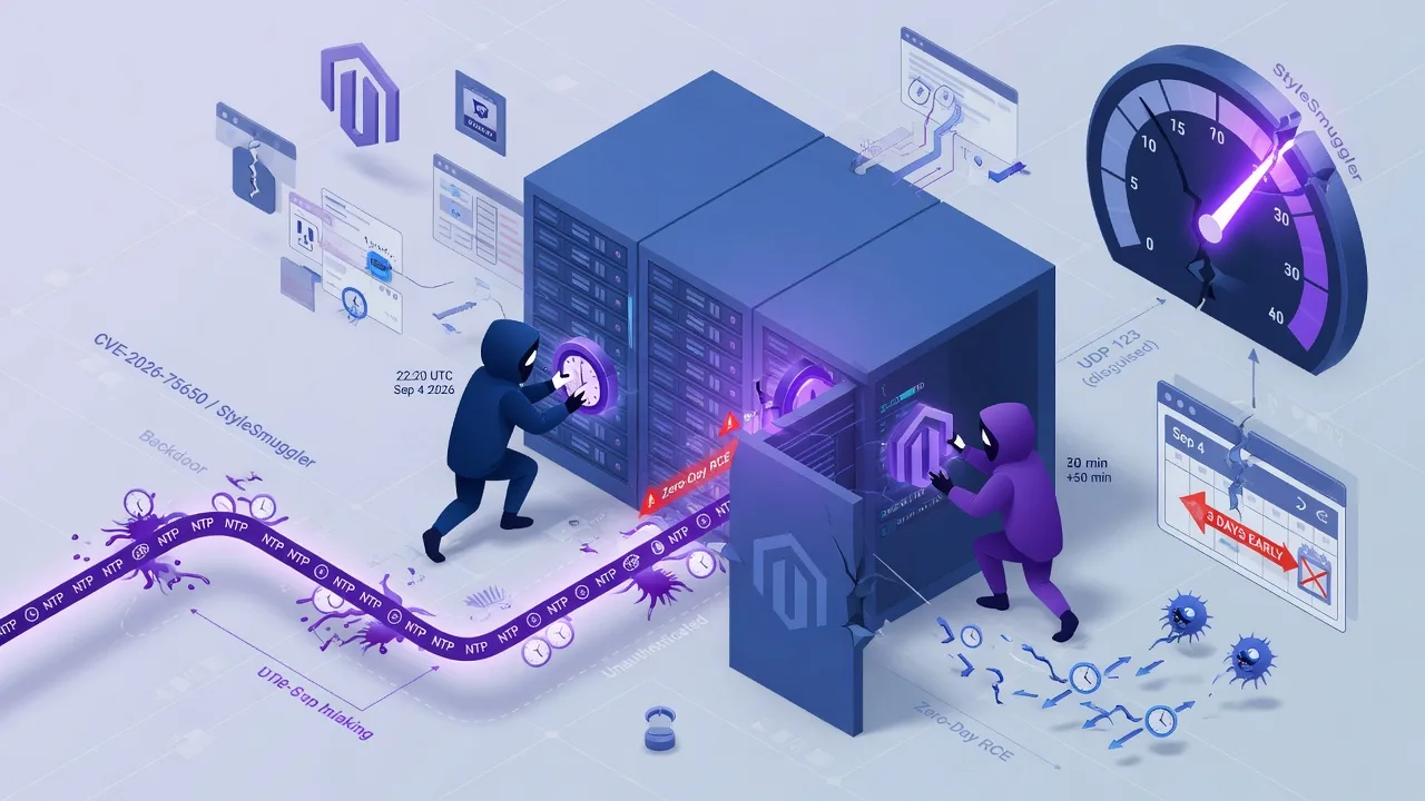 Adobe's Magento Zero-Day Scored a Perfect 10. Its Backdoor Pretended to Be NTP Traffic.. CVE-2026-75650, dubbed StyleSmuggler, hit unauthenticated RCE against Magento and Adobe Commerce stores three d
