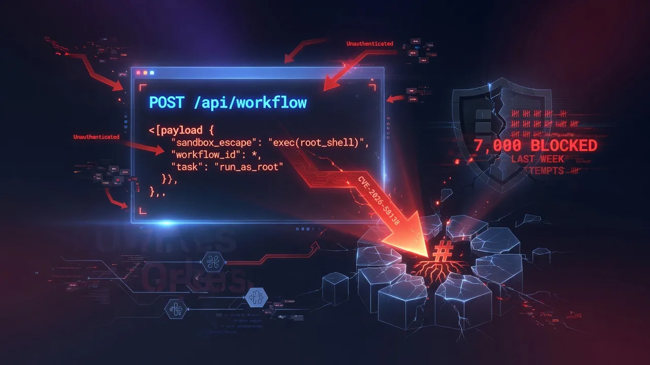 A Single Unauthenticated POST Gets Root on Orkes Conductor. Fortinet Blocked 7,000 Attempts Trying It Last Week.. CVE-2026-58138 lets anyone reach Conductor's open workflow API and hand it a script th