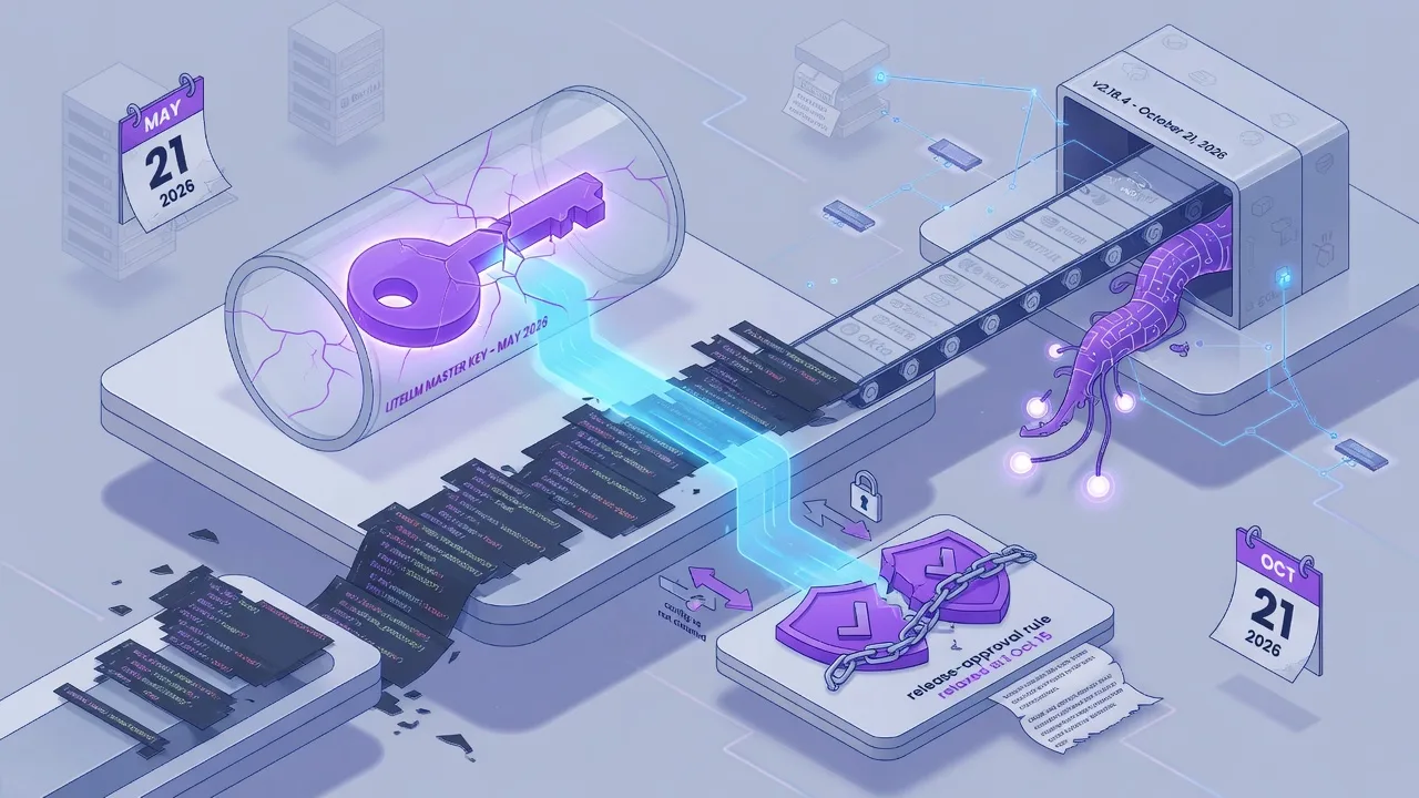 A LiteLLM Master Key Leaked in May. Nobody Revoked It. In October, It Hijacked a Release.. LiteLLM's second supply-chain compromise of 2026 traces back to a config file that was force-pushed over but